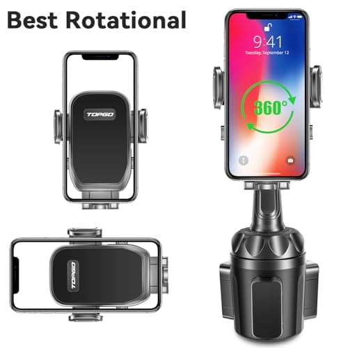 TOPGO Cup Holder Phone Mount, Secure & Stable Cup Phone Holder for Car, Compatible with 4.0" to 7.0" Smartphones, Black — view 5
