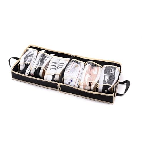 Foldable Travel Shoe Storage Bag – Portable Organiser Holds Up to 6 Pairs – Dustproof Zip Case with Handles – Compact Luggage Packing Solution for Home or Holiday – Multiple Colours (Black)