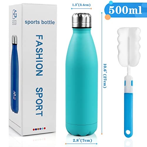 BOGI 17oz Insulated Water Bottle Double Wall Vacuum Stainless Steel Bottle Leak Proof keeps Hot and Cold Drinks for Outdoor Sports Camping Hiking Cycling, Comes with a Cleaning Brush Gift (Mint) — view 2