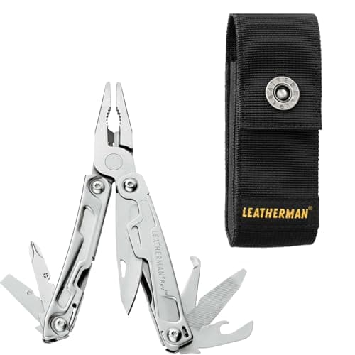 Leatherman Rev Multi-Tool & Sheath Bundle - 14-Tool Stainless Steel Multi-Tool with Black Medium Nylon Sheath