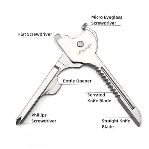 CNMZGJ 6-in-1 Stainless Steel Mini Multi Tool Keychain EDC Pocket Utility Gadget for Camping Hiking Daily Use Portable Bottle Opener for Outdoor Adventure — view 3