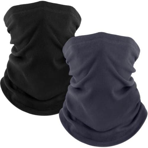 fuinloth 2 Pack Neck Warmer, Winter Fleece Neck Gaiter Scarf for Men/Women