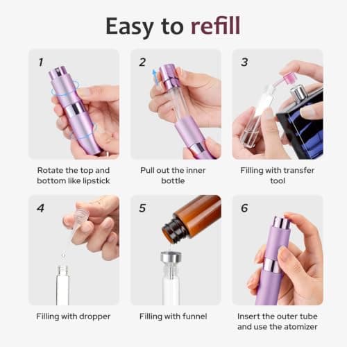 Toureal Travel Perfume Atomiser Refillable, 8ml Atomiser Spray Bottle,Purp — view 4