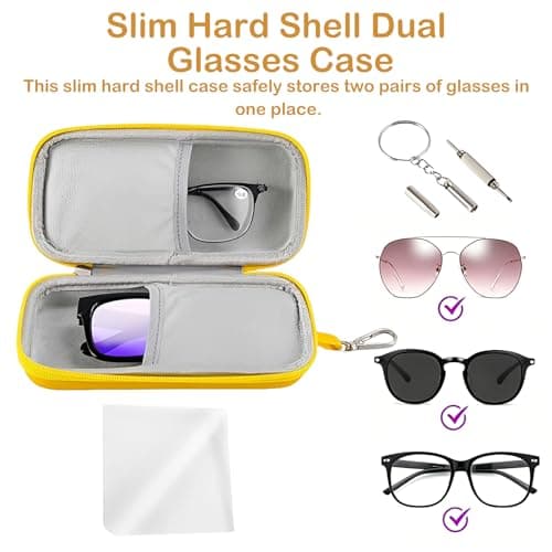 DXPETA 3-Piece Hard Shell Glasses Case with Eyeglass Repair Kit and Cleaning Cloth, Protective Sunglasses Case for Women and Men, Portable Travel Glasses Organizer for Daily Commuting — view 4