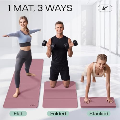 ZOEY 7-Fold Foldable Yoga & Exercise Mat, Extra-Wide 189x80cm XL Lightweight Non-Slip TPE Workout Mat for Yoga Pilates, Portable for Travel Camping Home Gym Floor, Smoky Pink — view 4