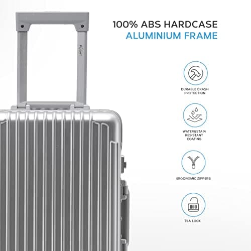 Flight Knight Premium Lightweight Carry On Suitcase - 8 Spinner Wheels - Built-in TSA Lock - Aluminium Frame, ABS Hard Shell Carry on Check in Luggage Highly Durable - Approved for Over 100 Airlines — view 3