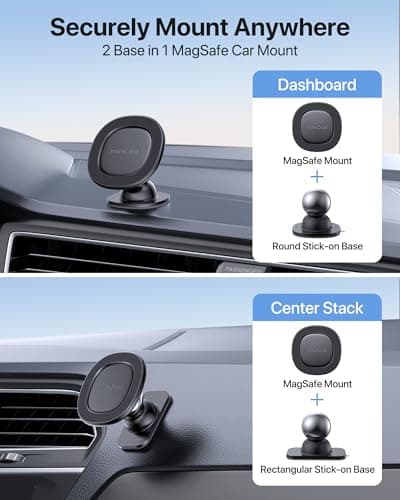 miracase Car Phone Holder Magnetic【Strong Magnets】 Magnetic Phone Holder for Cars Dashboard, 360 Adjustable Car Phone Mount Cradle for iPhone, Galaxy, All 4.0''-7'' Smartphones — view 5