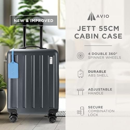 AVIO Large Suitcases Lightweight 4 Wheel Spinner | 55cm Cabin Carry On Lock — view 2