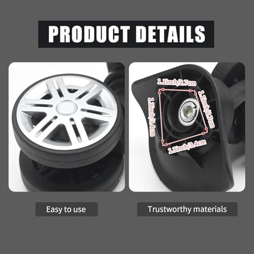 JUUDDENPARTS 2 Pairs Suitcase Wheels Replacement, Multi-functional Luggage Wheel Replacement, PVC and Stainless Steel Design, Suitable for Travel and Business Suitcases — view 5