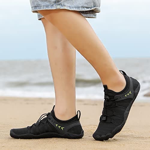 Supmix Mens Womens Water Shoes Beach Shoes Mens Womens Swim Shoes Quick Dry Barefoot Shoes Aqua Shoes Sea Shoes Surf Diving Pool Shoes for Mens Womens Black Green, 7 UK — view 2