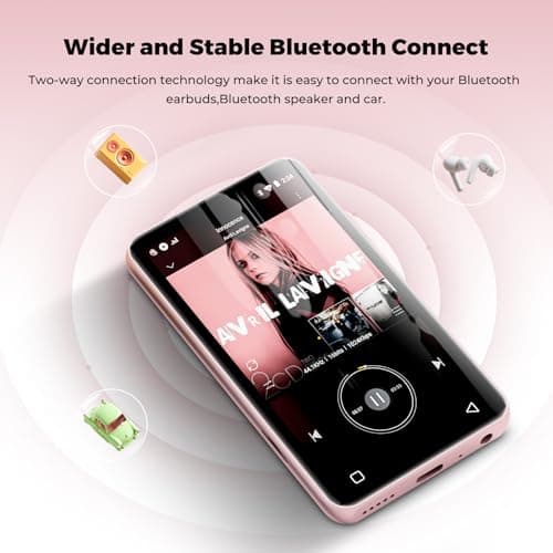 Innioasis 160GB MP3 Player with Bluetooth and WiFi, Android 9.0 Music Player with Spotify,Pandora, 4" Full Touch Screen Kids MP3 MP4 Player with Audible,Libby,Audiobook (Pure Pink) — view 2