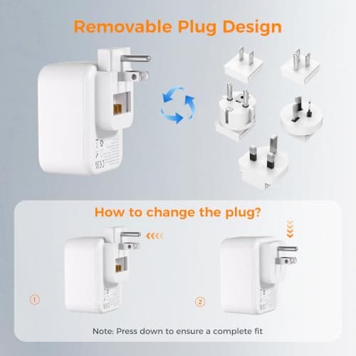 TESSAN UK to European US Plug, Universal Travel Adapter with 3 USB — view 2