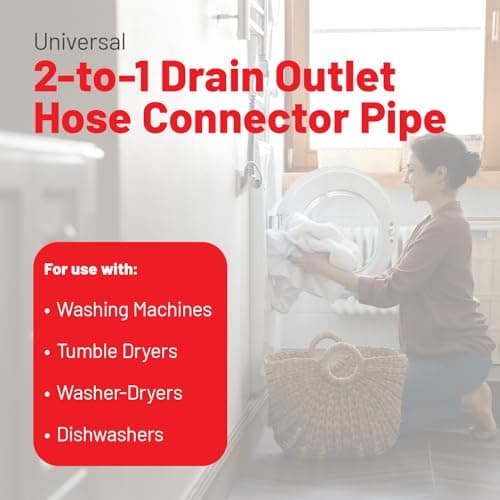 Reliapart 2-to-1 Drain Outlet Hose Connector for Dishwashers and Washing Machines Compatible for Universal Fit Durable Plastic Y Splitter Adaptor 32mm/40mm Tails 484000008439 Waste Pipe Joiner — view 5