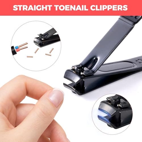 Manicure Set, Portable Nail Clippers & Eyebrow Grooming Kit, Nail Care Tools, Pedicure Tool, Grooming Tools for Travel & Home, Gift for Men, Women, Friends and Parents (7 Pieces) (Black & Red) — view 5