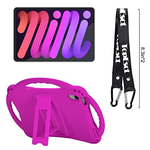 TopEsct Kids Case for iPad Mini 7 (A17 Pro) 2024 /iPad Mini6 2021, Shockproof Silicone Cover with Handle Stand for 8.3" iPad Mini 6th/7th Gen,Purple — view 5