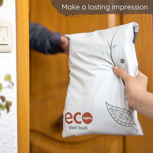 Treehouseco Compostable Mailing Bags – Biodegradable Postage Bags, Eco Friendly Mailers – Reusable, Sustainable & Plastic Free Packaging for Shipping Parcels (50pcs, Small: 9" x 12") — view 3