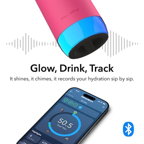 HidrateSpark PRO 2 21 oz Bundle – Smart Hydration Bottle with Clinically Accurate Water Tracking & Extended Batter Life - Syncs with Apple Health, Fitbit, Smart Rings & Watches - Flamingo — view 2