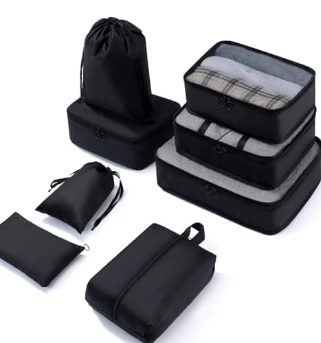 Meowoo 8-Piece Packing Cubes for Suitcases with Shoe and Toiletry Bags