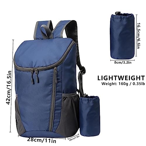 Yoolly Lightweight Foldable Backpack, Small Hiking Rucksack, Waterproof Packable Backpack for Men Women Kids, Durable Rucksack for Outdoor Sport Travelling Hiking Camping Biking Walking (Dark Blue) — view 2