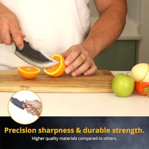 Cookerfy 6" Japanese Knife Set Style 6" Butcher Knife - Razor Sharp Chef Knives with Ergonomic Grip & Genuine Cowhide Leather Sheath - Carbon 5cr15 Steel Blade with Rosewood Handle - Kitchen Knives — view 2