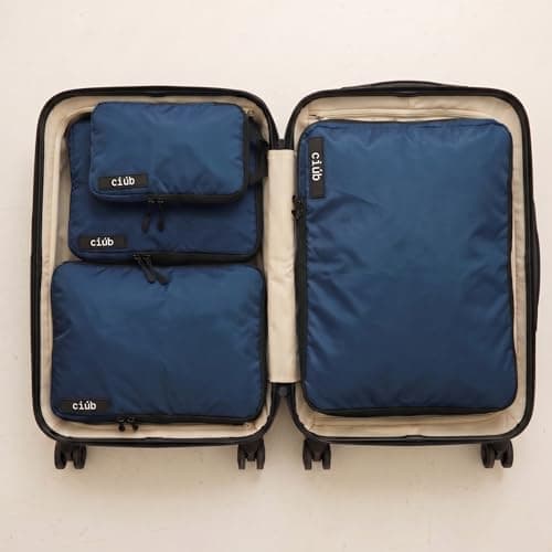 ciúb Compression Packing Cubes 4 Set Premium Double Zip, Fit 40% More in Your Luggage, Carry-On & Backpack, Lightweight Water Resistant Travel Accessories, Compressible Suitcase Organiser Bags (Navy) — view 4