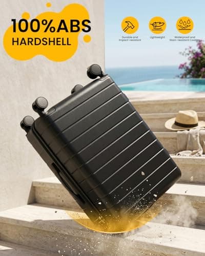 Shavont 20 Inch Cabin Suitcase 55x40x20cm Carry on Hardshell Luggage(Black) — view 5