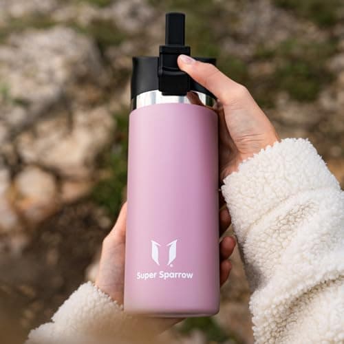 Super Sparrow Water Bottle Insulated - 750ml - Wide Mouth Metal Bottle - Wide Mouth SwivelSip Flask - BPA Free, Leak Proof - Ergonomic Straw Water Bottles for Work, Gym, Travel, Sports — view 6