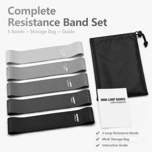 Resistance Bands Set, 5 Mini Loop Exercise Bands with X-Light to X-Heavy Resistance for Full-Body Workouts, Pilates, Stretching, Strength Training, Home Gym and Travel, TPE Fitness Bands — view 5