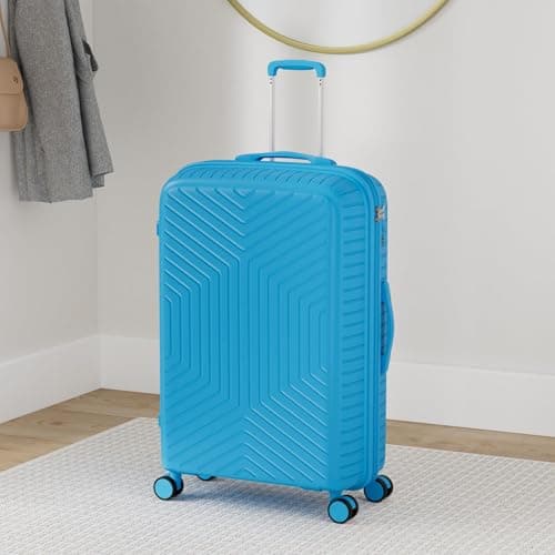DK Luggage 28" Large Hard Shell Polypropylene PP Suitcase 4 Wheel Spinner Luggage PP20 Blue — view 2