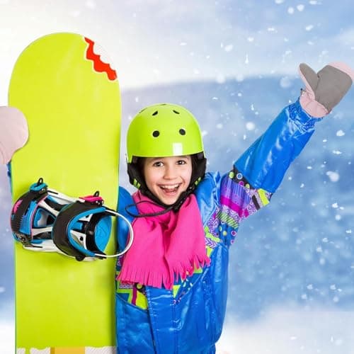 Fjquamitix Kids Winter Ski Mittens, Waterproof Mittens Kids, Warm Fleece Lined Toddler Ski Gloves Age 2-8 Boys Girls For Winter Outdoor (Pink, L) — view 2