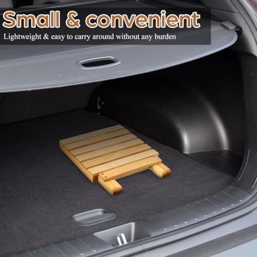 Alasum Wooden Folding Side Table Small Plant Stand Outdoor Picnic Beverage Table Portable Serving Desk for Garden Patio Use — view 4
