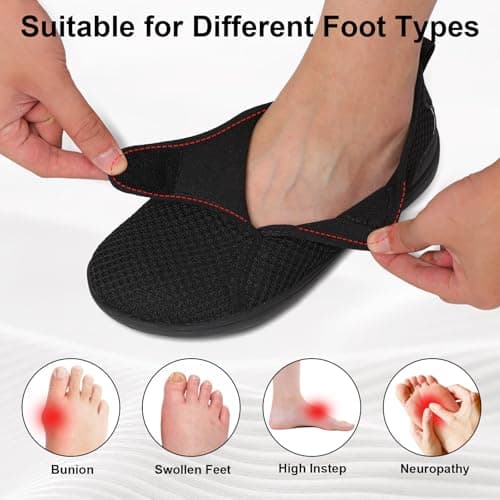 Men's Casual Walking Shoes Wide Fit Barefoot Shoes Non-Slip Lightweight for Elderly Garden Walks Shopping Trips Black 9.5 UK — view 4