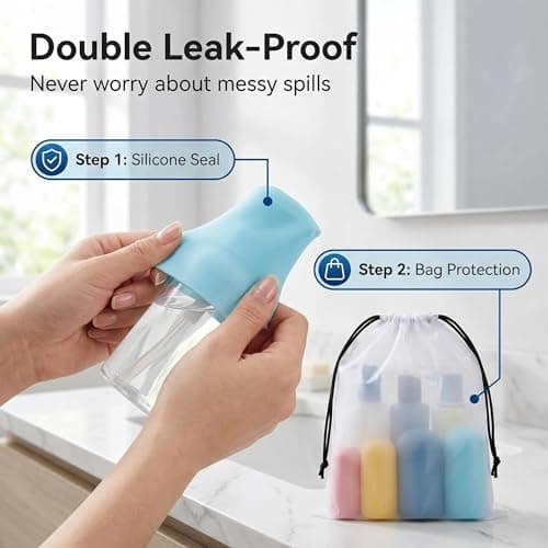 Bekecidi 15-Piece Travel Essentials Bundle: 5-Pack Waterproof Drawstring Shoe Bags (15.7 x 11.8 inches) & 10-Pack Leak-Proof Silicone Bottle Covers for Beach Vacation, Cruise Ship, and Airplane Travel — view 5