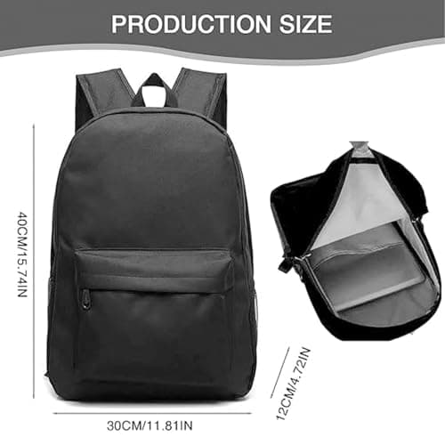 Plorede Black Backpack for School, Lightweight Daypack & Rucksack for Men, Women & Teenage Boys, Basic Book Bag for Students - Perfect for Travel, Work and Daily Use — view 2