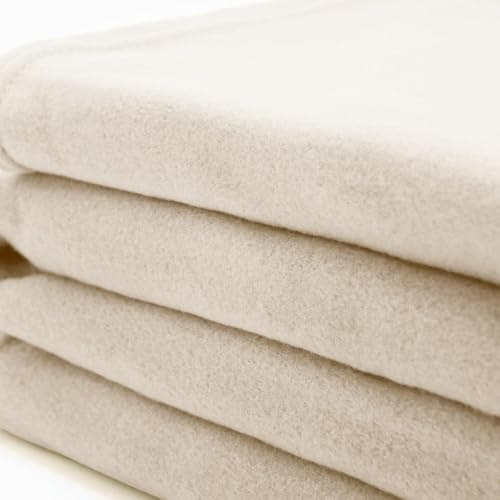 Dreamscene 10 x Plain Fleece Blankets Wholesale, Soft Cosy Warm Throws for Sofas Bed Couch Settee Blanket Multipack Joblot Travel Garden Blanket Single Bed Throw, Natural - 120 x 150cm — view 2