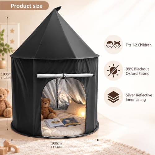 Sensory Tents for Autism Kids, Pop Up Sensory Blackout Tent for Kids, 100x100cm Dark Den Foldable Calm Down Corner Blackout Tent for to Read Play and Relax with Carry Bag — view 2