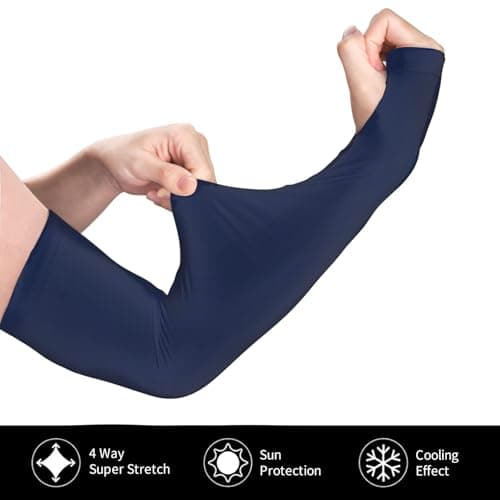 ZSUUGJ Navy Blue Uv Protection Cooling Arm Sleeves For Men & Women – Lightweight, Breathable Compression Arm Covers For Running, Cycling, Golf & Outdoor Activities — view 3