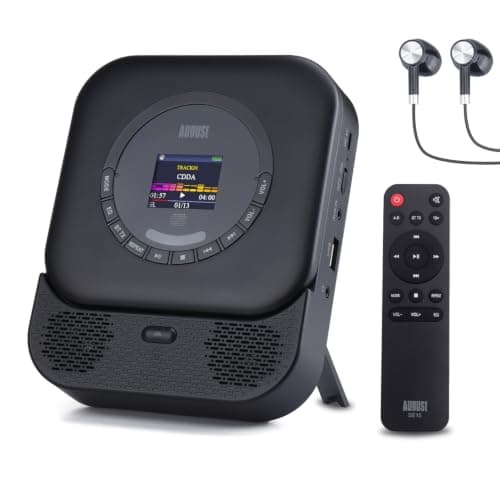 August SE15 Rechargeable Portable Bluetooth 5.3 CD Player with Earphones