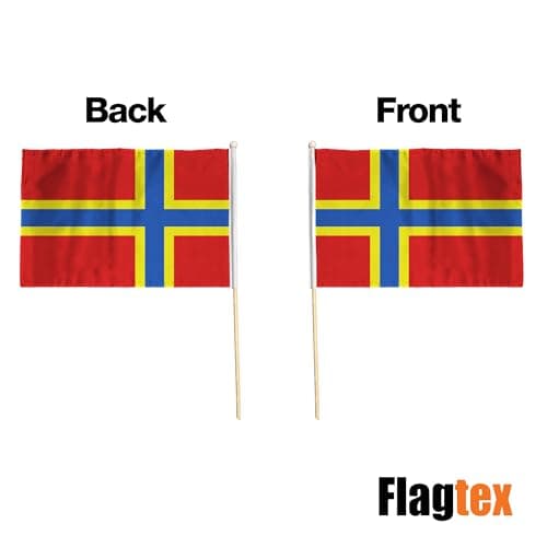 Flagtex Orkney Islands Hand Waving Flag (9x6 Inch) - Premium Wooden Stick Hand Flag 9x6 Inch Natural Wood Pole Scottish Islands Red Yellow Nordic Cross Flag Events — view 6