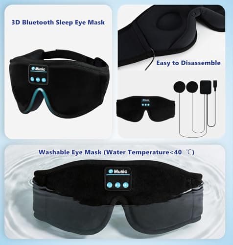 KARFUN Eye Mask with Bluetooth Headphones, 100% Blackout 3D Sleep Headphone — view 5