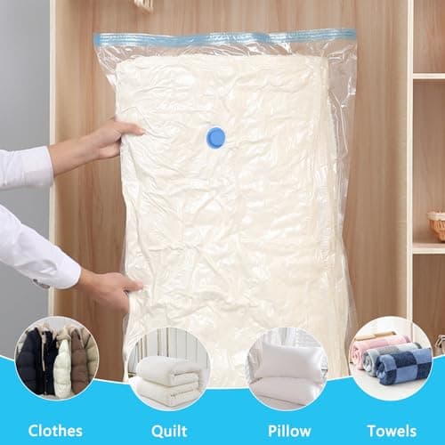 Vacuum Storage Bags - 2 Pack 100X130CM Extra Large Strong Space Saver Compression Bags - Reusable Vacuum Pack Bags Double Zip Seal Travel Vacuum Storage Bags for Clothes Duvets Quilts Bedding Pillows — view 6