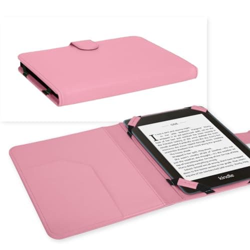 TECHGEAR BABY PINK Kindle PU Leather Folio Case Cover With Magnetic Clasp + Screen Protector for Amazon Kindle eReaders 12th - 4th Generation (2024-2011) & Kindle Paperwhite with 6 inch Screen — view 2