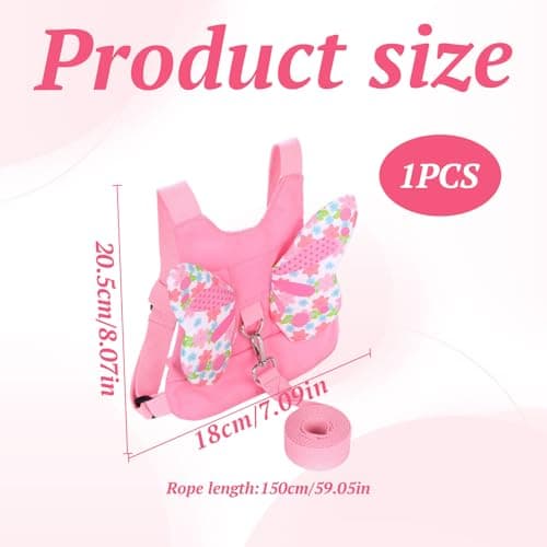 Toddler Leash Harness,3-in-1 Backpack Leash for Toddlers,Reins for Toddlers Girls,Toddler Reins for Walking 1-3 Years,Butterfly Wings Design,Adjustable Safety Child Reins for Walking,1-6 Years (Pink) — view 2