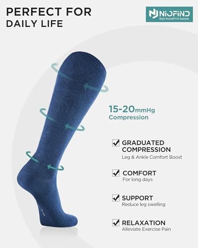 Niofind Compression Socks for Women & Men, 15–20mmHg, Knee High — view 3