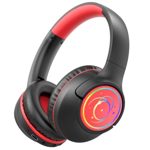 Kids Headphones Wireless with LED Lights 85H Playtime for Toddler Boy Black
