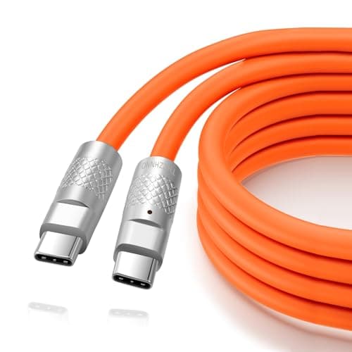 Thzzhnno Silicone USB C 3.2 Gen2 Cable 1.5M, Ultra Flexible & Soft USB C 20Gbps 4K@60Hz Video Fast Charging 100W Type C Cable for Thunderbolt 3, iPad, MacBook, Galaxy S21 (Orange)