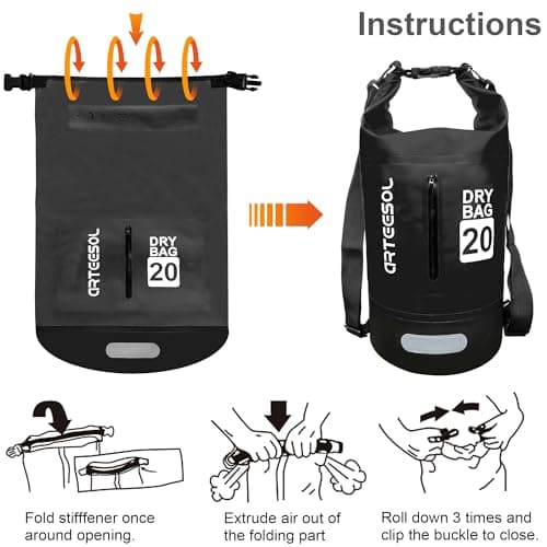 Blackace arteesol Waterproof Dry Bag 5L 10L 20L 30L Waterproof Bag with Long Adjustable Handle for Kayaking Boat Excursion Canoe/Fishing/Rafting/Swimming/Snowboarding — view 3