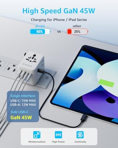 decqle “Pro” Universal Travel Adapter for International Travel -EU UK US AU — view 3