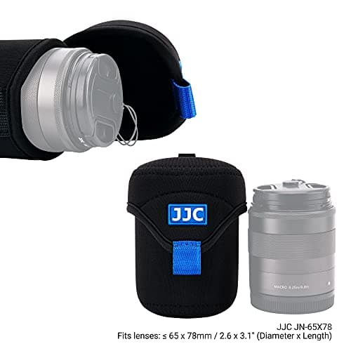 JJC Mirrorless Lens Pouch Bag Protective Case for Canon Fuji Olympus Nikon Sony Lenses, Soft Neoprene Water Resistant Travel Carry Camera Lens Wrap with Carabiner (Interior Size 2.6 x 3.1) — view 4