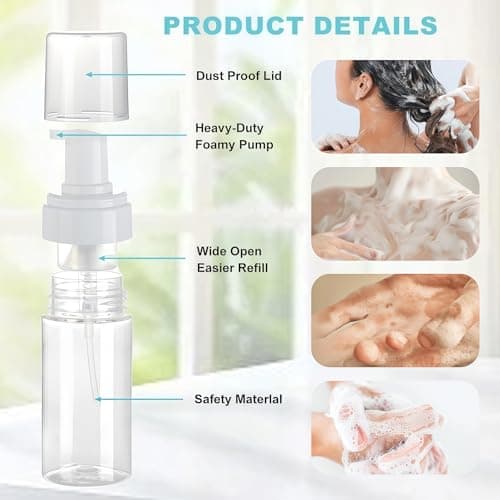 VASANA 3Pcs 100ML 3.4oz Clear Plastic Foaming Soap Dispenser Refillable Travel Hand Soap Foam Shampoo Bathroom Accessory — view 3